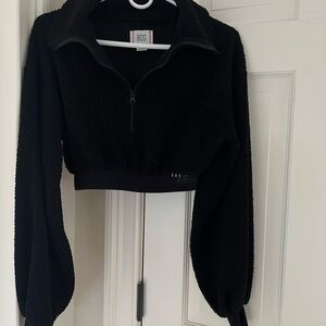 Urban Outfitters Black Cropped Fleece Pullover